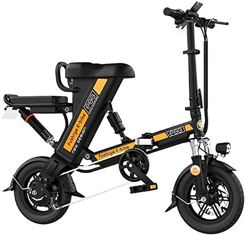 Electric Bike : RDJM Ebikes, Electric Bike, Urban Commuter Folding E-bike, Max Speed 25km / h, 14inch Adult Bicycle, 200W / 36V Charging Lithium Battery (Color : Black)