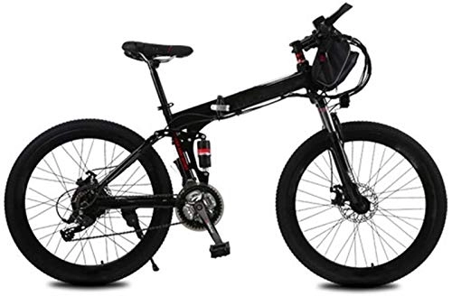 Electric Bike : RDJM Ebikes, Electric Folding Bicycle, 240W 21 Speed 26 Inch City Electric Bike for Adults with Removable Battery Commuter E-Bike Dual Disc Brakes Unisex (Color : Black, Size : B12AH)