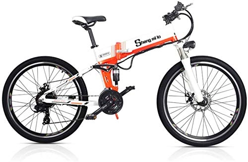 Electric Bike : RDJM Ebikes, Electric Mountain Bike Foldable, 48V Eletric Bike for Adults Folding Bikes Fat Tire Bikes Removable Lithium-Ion Battery E-Bikes Shifter Eletric Bicycle (Color : A, Size : 36V 50KM)