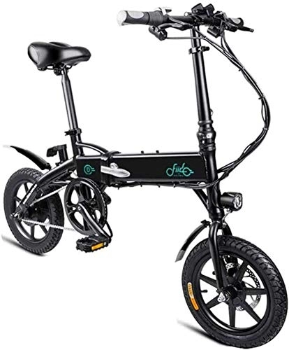 Electric Bike : RDJM Ebikes Fast Electric Bikes for Adults 250W 36V 10.4Ah Lithium Battery 14 inch Wheels Led Battery Light Silent Motor Portable Lightweight Electric Bike for Adult (Color : Black)