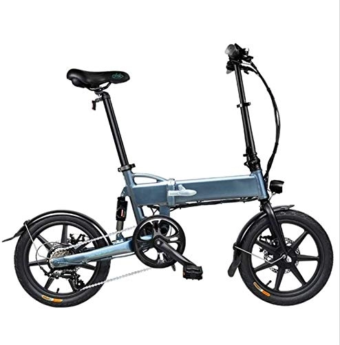 Electric Bike : RDJM Ebikes, Folding Ebike 16'' Electric Bike 250W Aluminum Electric Bicycle with Pedal for Adults and Teens, Or Sports Outdoor Cycling Travel Commuting, Shock Absorption Mechanism (Color : Gray)