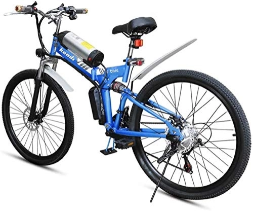 Electric Bike : RDJM Ebikes, Folding electric bicycle, 26-inch portable electric mountain bike high carbon steel frame double disc brake with front LED light 36V / 8AH