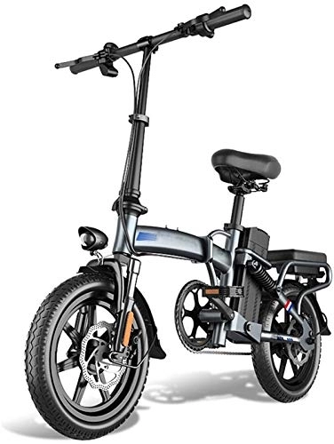 Electric Bike : RDJM Ebikes, Folding Electric Bike, 48V Removable Lithium Battery 400W Motor 14" Adults Electric Pedal Assist E-Bike Dual Disc Brakes with Helmet And Basket Unisex (Size : 8AH)
