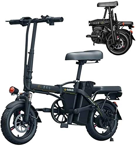 Electric Bike : RDJM Ebikes, Folding Electric Bike For Adults, 14" Electric Bicycle / Commute Ebike With 250W Motor, Removable Waterproof And Dustproof 48V 6Ah-36Ah Lithium Battery. (Color : Black, Size : 20AH)