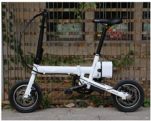 Electric Bike : RDJM Ebikes, Folding Electric Bike for Adults, 36V Removable Lithium Battery 12 Inch Urban Commuter Electric Bike 250W Motor Aluminum Handlebar (Color : White)