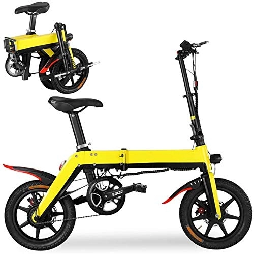 Electric Bike : RDJM Ebikes Mini Electric Bikes for Adult 12" Foldable E-Bike 36V 5-10.4Ah 250W 20KM / H Electric Bikes Adjustable Lightweight Aluminum Alloy Frame E-Bike (Color : Yellow, Size : 30KM)