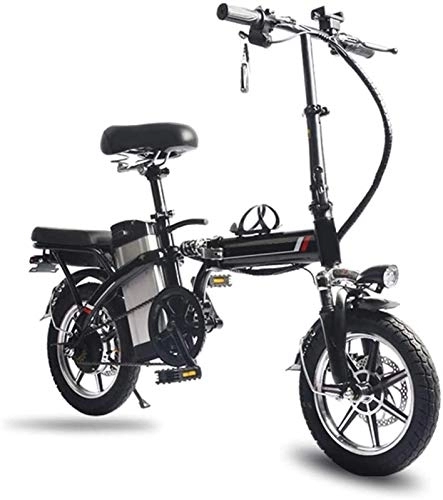 Electric Bike : RDJM Electric Bike, 14" Electric Bike / Folding E-Bike / Commute Bicycle with Foldable Alloy Frame, 48V Lithium-Ion Rechargeable Battery Lithium Battery Beach Snow Bicycle