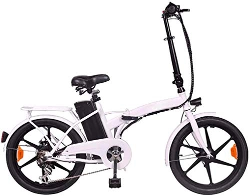 Electric Bike : RDJM Electric Bike, 20" Foldaway, 36V / 10AH City Electric Bike, 350W Assisted Electric Bicycle Sport Mountain Bicycle with Removable Lithium Battery for Adults, Black (Color : White)