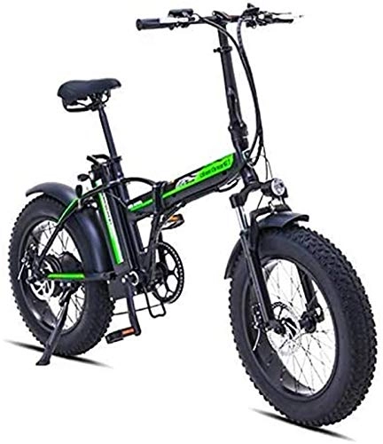 Electric Bike : RDJM Electric Bike 500W 4.0 Fat Tires Tire Electric Bicycle Mountain Beach Snow Bike For Adults, Electric Scooter 7 Speed Gear EBike With Removable 48V15A Lithium Battery (Color : Green)