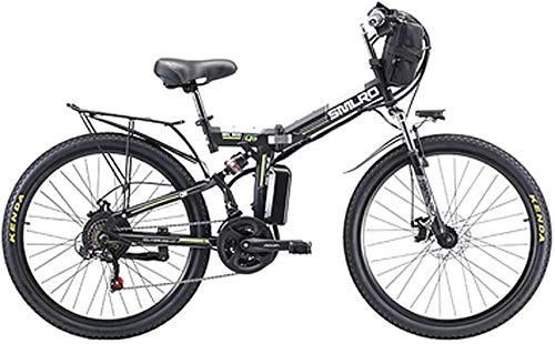 Electric Bike : RDJM Electric Bike, 500W Bicycle, 48V 10 / 13AH Removable Lithium Battery, Lightweight Folding Mountain E-Bicycle for Outdoor Cycling Travel Work Out (Color : Black, Size : 10AH)