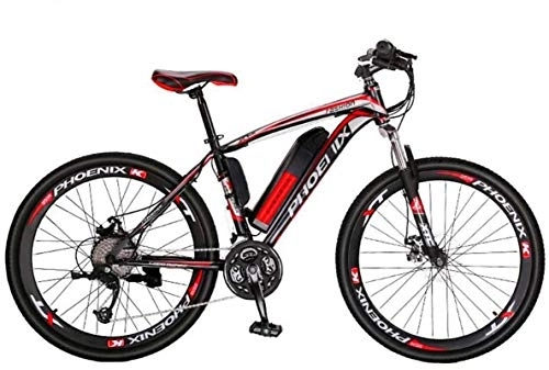 Electric Bike : RDJM Electric Bike, Adult Mountain Electric Bikes, 36V Lithium Battery High-Strength High-Carbon Steel Frame Offroad Electric Bicycle, 27 speed (Color : A, Size : 8AH)