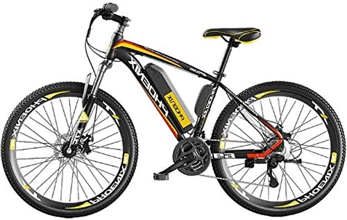 Electric Bike : RDJM Electric Bike, Bikes for Adult, 26" Magnesium Alloy Ebikes Bicycles, 250W 36V 8 / 10 / 14Ah Removable Lithium-Ion Battery Mountain Ebike for Mens (Color : Yellow, Size : 120KM)