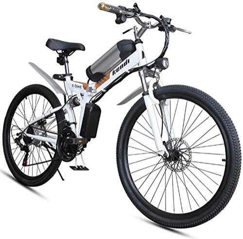 Electric Bike : RDJM Electric Bike, Folding electric bicycle, 26-inch portable electric mountain bike high carbon steel frame double disc brake with front LED light hybrid bicycle 36V / 8AH