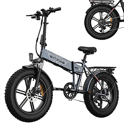 Electric Bike : RENSHUYU Electric bikes, with LED light 7-speed Shimano gearshift off-road tires, electric folding bike Suitable for highways, mountain roads, snow fields, etc.Grey,