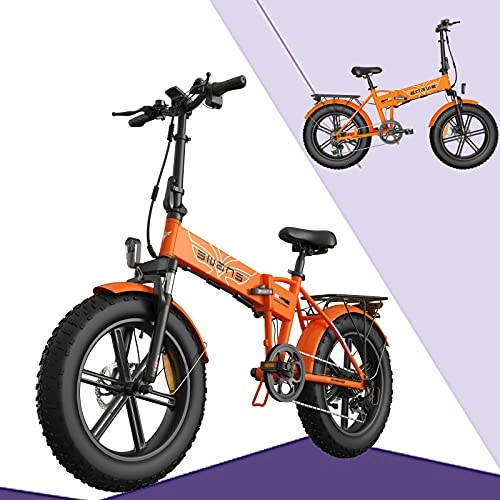 Electric Bike : RENSHUYU Electric folding bike, with LED light 7-speed Shimano gearshift Off-road tires, electric folding bike Suitable for highways, mountain roads, snow fields, etc.Orange,