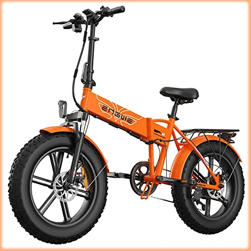 Electric Bike : RENSHUYU Snow bike, With LED light 7-speed Shimano gearshift Off-road tires, electric folding bike Suitable for highways, mountain roads, snow fields, etc.Orange,
