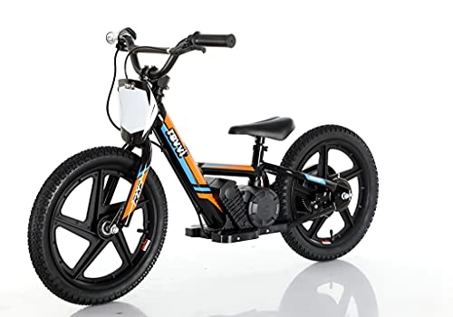 Electric Bike : Revvi 16" Kids electric balance bike - 24v motor bike Age 5+ Orange
