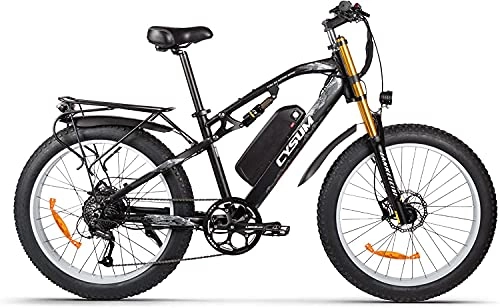 Electric Bike : RICH BIT Adult Electric Bicycle 1000W 48V Brushless Electric Exercise Bike, Detachable 17Ah Lithium Battery Mountain Bike Disc Brake (Gray-Black)