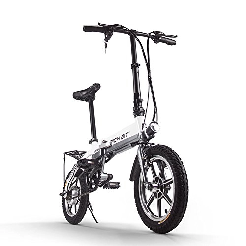 Electric Bike : RICH BIT Adult Folding Electric Bicycle, 250w 36v Brushless Motor Mountain Bike And 10.2ah Lg Lithium Battery, Portable Exercise Bike (White)
