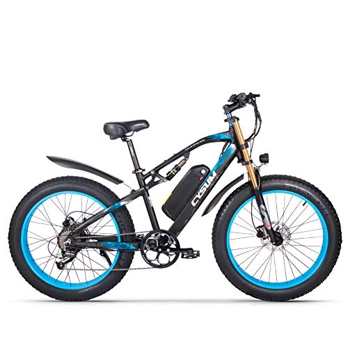 Electric Bike : RICH BIT cysum M900 Fat e- bike 1000W 48V Motor Panasonic Battery Snowfield motor-bike (BLACK- BLUE)