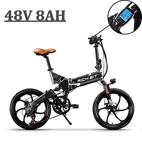 Electric Bike : RICH BIT eBike 730 Electric Folding Bikes 250W 48V 8AH eBike (Gray)