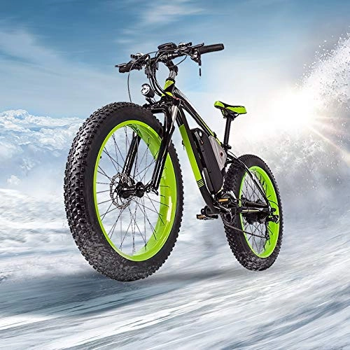 Electric Bike : RICH BIT electric bike 1000W RT022 E-Bike 48V * 17Ah Li-battery 4.0 inch (10cm) fat tire men bike beach bike suitable for 165-195cm (GREEN)