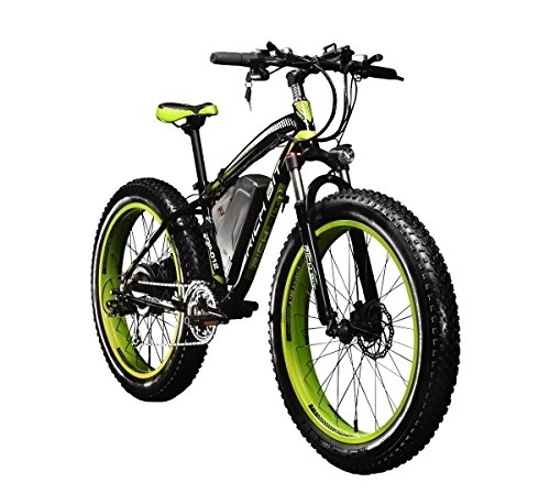Electric Bike : RICH BIT Electric Bikes Mens Cruiser Fat Bicycle TP012 1000W*48V*17Ah Fat Tire 26''*4.0inch 7 Gears SHIMANO Dearilleur Power Cycling Green (21 Speed)