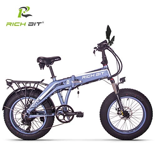 Electric Bike : RICH BIT Folding Electric Bike - Portable Easy to Store in Caravan, Motor Home, Boat. Short Charge Lithium Ion Battery and Silent Motor eBike(Gray)