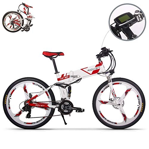 Electric Bike : RICH BIT RLH-860 Electric Bike folding mountain bicycle MTB e bike 36V*250W 12.8Ah Lithium - Iron Battery 26inch Magnesium Integrated Wheel (Red)
