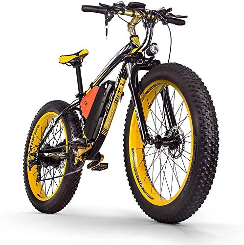Electric Bike : RICH BIT®RT-012 1000W Electric Bike for adult, 4.0 Fat Tire Snow EBike, 48V*17Ah High Capacity Battery, Mountain Bicycle, 7 Gears Suspension Fork, (Black-Yellow)