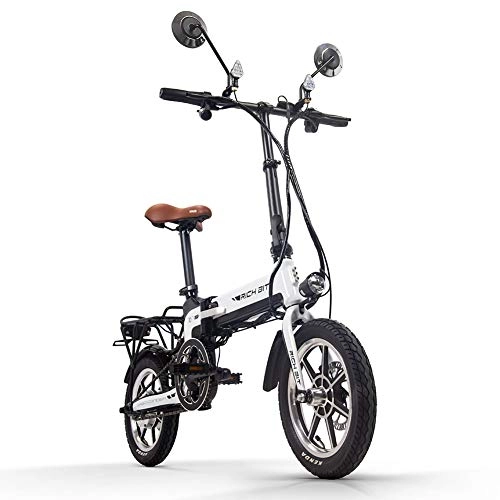 Electric Bike : RICH BIT RT-619 Folding Electric Bike - 14 inch e-bike Portable and Easy to Store .10.2Ah Lithium-Ion Battery and 250W Silent Motor eBike, with LCD Speed Display and Throttle (WHITE)