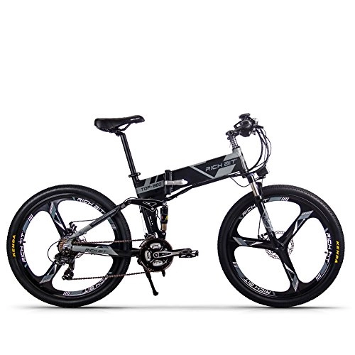 Electric Bike : RICH BIT RT860 Electric Bicycle 250W * 36V * 12.8Ah Folding Bike Shimano 21 Speed MTB Smart Electric Bike (GRAY)
