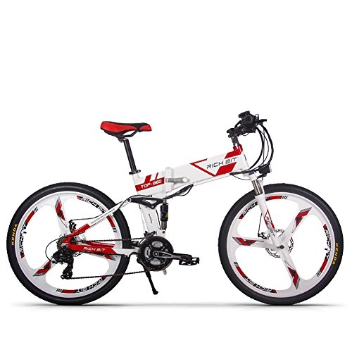 Electric Bike : RICH BIT RT860 Electric Bicycle 250W * 36V * 12.8Ah Folding Bike Shimano 21 Speed MTB Smart Electric Bike (RED)