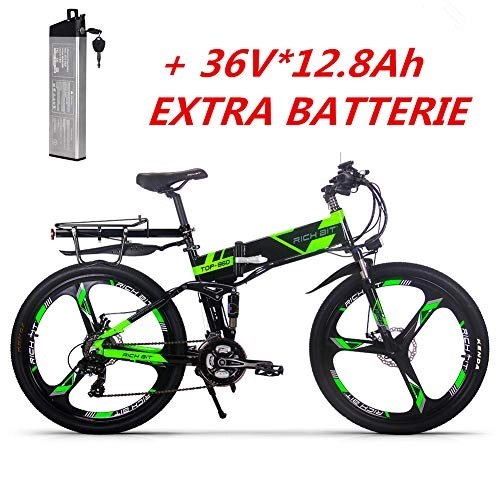 Electric Bike : Rich BIT RT860 Electric Bike e-bike 250W*36V*12.8Ah LG Li-Battery Smart ebike 26 Inch MTB (Green+spare battery)