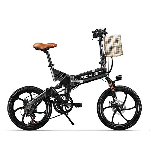 Electric Bike : RICH BIT TOP-730 Electric Bike 48V 250W 8Ah 20 inch Folding Electric Bicycle Dual Disc Brake (black gray)