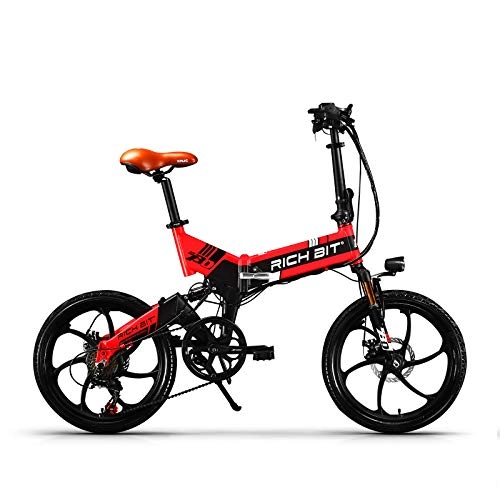 Electric Bike : RICH BIT TOP-730 Shimano 7-speed shifter 250W Geared Hub Motor 48V / 8Ah Battery Electric City Folding Bike (Black-Red)