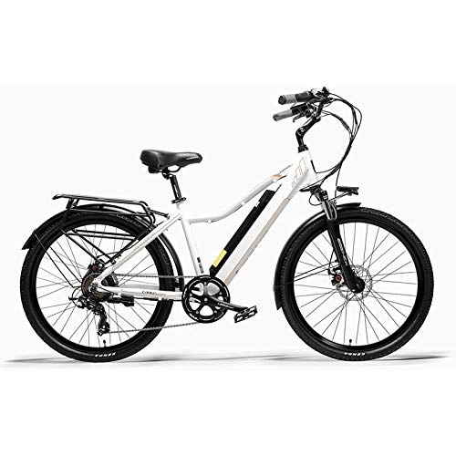 Electric Bike : Rindasr 26" Lightweight Folding electric bicycle7 speed shift350W / 36V / 15Ah lithium battery / Aluminum alloy electric Mountain bike bicycle (Color : White, Size : 36V10.4AH)