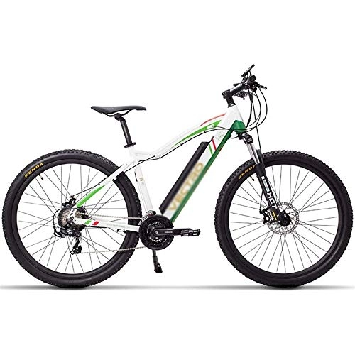 Electric Bike : Rindasr 29 Inch fold Electric Bicycle adult, 36V 13Ah Hidden Lithium Battery, 5 Level Pedal Assist, Lockable Suspension Fork electric Mountain Bike (Color : White)