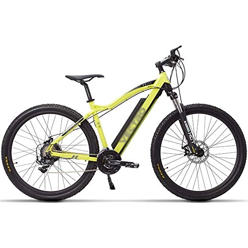 Electric Bike : Rindasr 29 Inch fold Electric Bicycle, Mountain Bike, 36V 13Ah Hidden Lithium Battery, 5 Level Pedal Assist, Lockable Suspension Forkelectric bicycle adult (Color : Yellow)