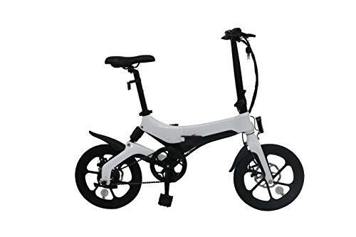 Electric Bike : RoxTop Electric Bikes Foldable Lightweight 250W 36V Front Double Disc Brake Warning Folding E-bike City Bicycle Maximum Loading 1220kg Max Speed 25km / h Ideal For Adults Men Women Youth (White)