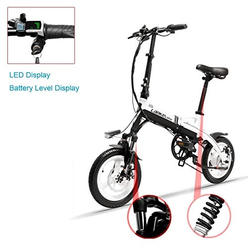 Electric Bike : RPHP A6 Mini Folding Electric Bicycle 350W 36V / 8.7A 14 Inch E Bicycle Disc Brake Removable Battery-Black