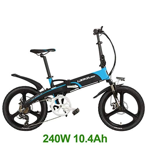 Electric Bike : RPHP20 inch folding bicycle integrated magnesium alloy wheels folding electric mountain bike 5 level auxiliary-240W10.4A BKBE