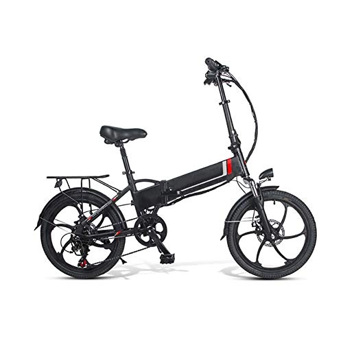 Electric Bike : RSGK Foldable Electric Bicycles, 350W Aluminum Alloy Electric Bicycles with Pedals for Adults and Teenagers, 20-inch Electric Bicycles with 48V / 10.4AH Lithium Ion Batteries