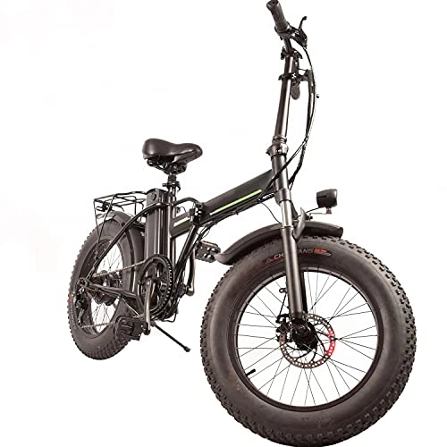 Electric Bike : RSTJ-Sjef 20 Inch Fat Tire Electric Bike 48V 500W Motor Snow Electric Bicycle, Folding 7 Speed Mountain Electric Bicycle with Pedal Assist And Front And Rear Disc Brakes, 350W