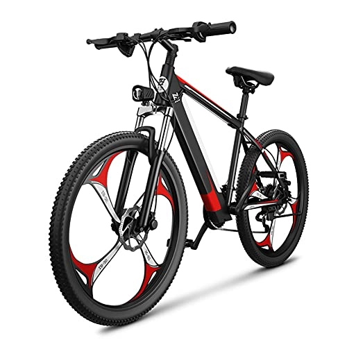 Electric Bike : RSTJ-Sjef 27 Speed Electric Mountain Bicycle for Adults, 400W 26 Inch Electric Bike with 48V 10Ah Battery, High-Carbon Steel E-Bike for Young Men And Women, Red