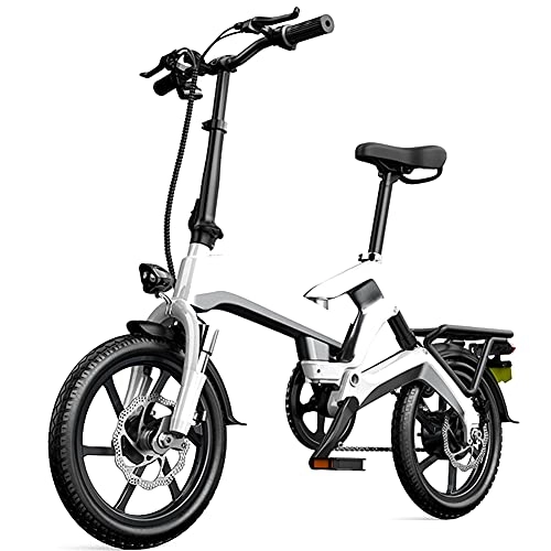 Electric Bike : RSTJ-Sjef Light Folding Ebike with 400W Motor, 16'' Foldable Electric Bicycle with 48V 10Ah Removable Lithium Battery, Maximum Endurance 80Km And Smart LCD Screen Meter, White