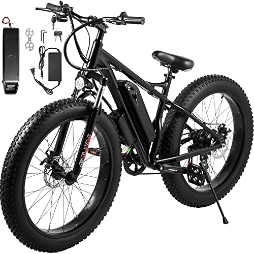 Electric Bike : RuBao Adult Electric Bike, Electric Bicycle 15 Mph with Removable 48V 10.4AH Lithium-Ion Battery 350W Motor 21 Speed Gear, Electric Moped for Mountain Trail and Commuting