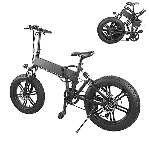 Electric Bike : RUBAPOSM 20" Electric Bike 3-7hours Fast Charge, 550W Brushless Motor, 36V / 10.4Ah Removable Lithium-Ion Battery, Electric Mountain Bike with Shimano 7-Speed and Front and rear double shock