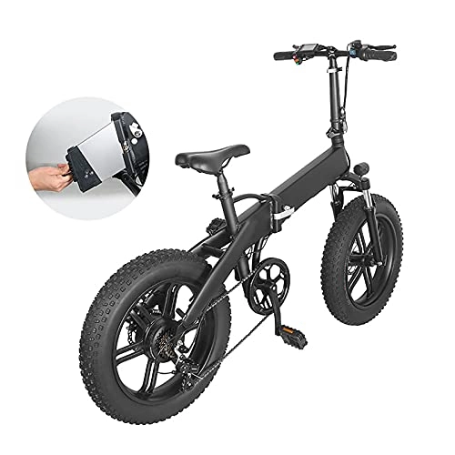 Electric Bike : RUBAPOSM Electric Bike for Adults, Folding Electric Mountain Bicycle Adults, Front and rear mechanical disc brakes, 350W Motor 7 Speed Gears with Removable36V 8Ah Lithium-Ion Battery