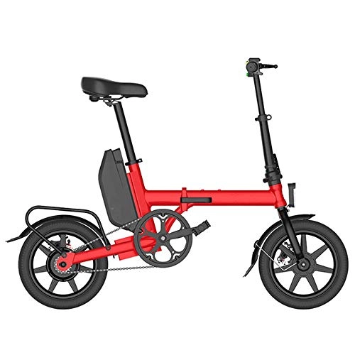 Electric Bike : RVTYR Electric Bicycle Smart Mini Folding Electric Bike 10-Inch 21 Speed 48V Lithium Battery 240W Electric Scooter Adult Men And Women Travel with Lithium Battery electric bike kit (Color : Red)